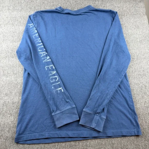 American Eagle Long Sleeve T-Shirt Women Medium Blue Super Soft Logo Graphic - Picture 7 of 7